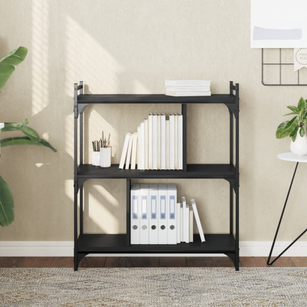 Librería de 3 estantes madera de ingeniería negro 76x32x88 cm D