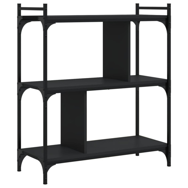 Librería de 3 estantes madera de ingeniería negro 76x32x88 cm M 2