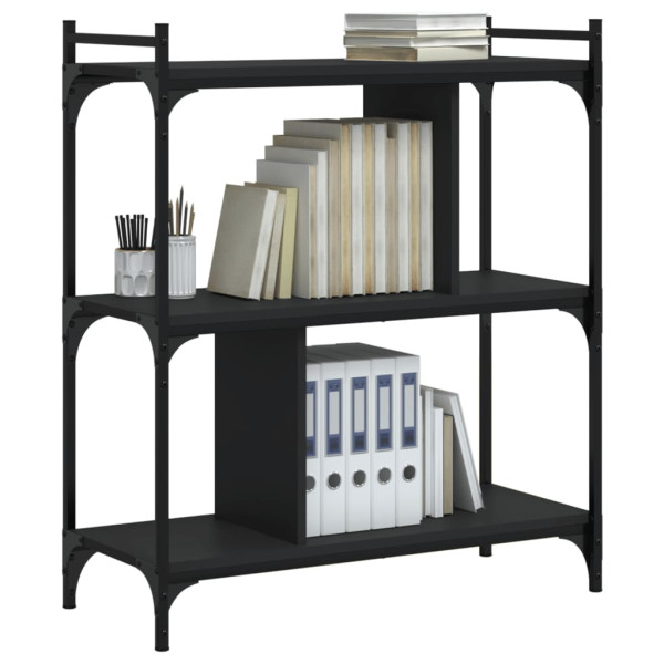 Librería de 3 estantes madera de ingeniería negro 76x32x88 cm M 3