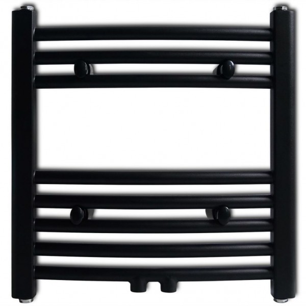 Aquecedor toalhas casa de banho curvo 480 x 480 mm preto M 2