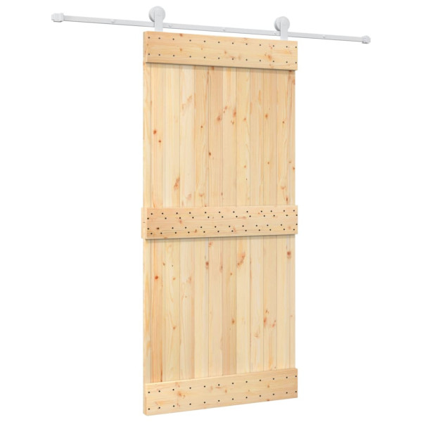Puerta corredera con herrajes madera maciza de pino 95x210 cm M 2