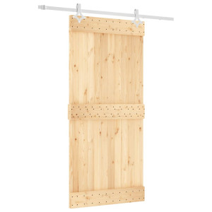 Puerta corredera con herrajes madera maciza de pino 95x210 cm H