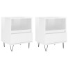 Mesa de cabeceira 2 pcs derivados de madeira branco brilhante 2