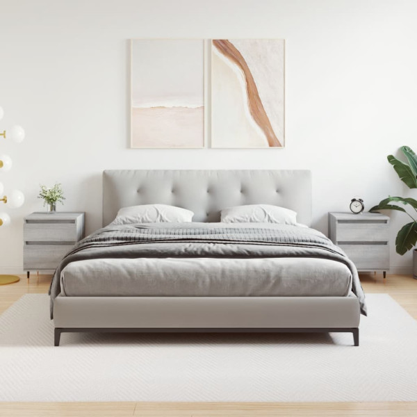 Mesita de noche 2 uds madera ingeniería gris Sonoma 40x35x50 cm D