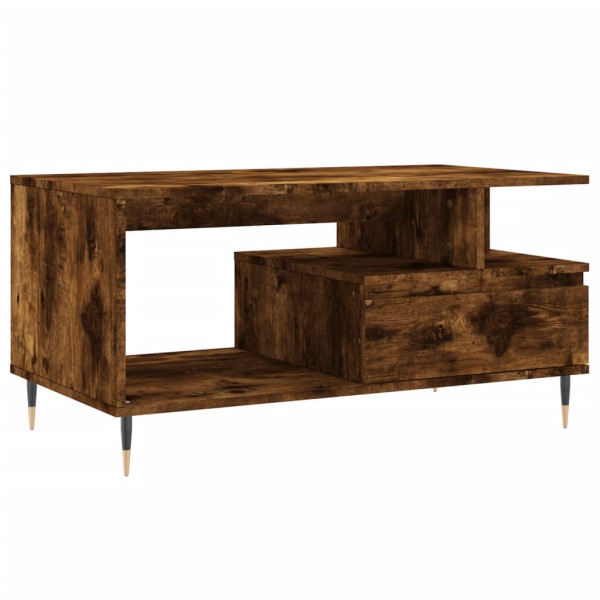 Mesa de centro madera contrachapada roble ahumado 90x49x45 cm M 2