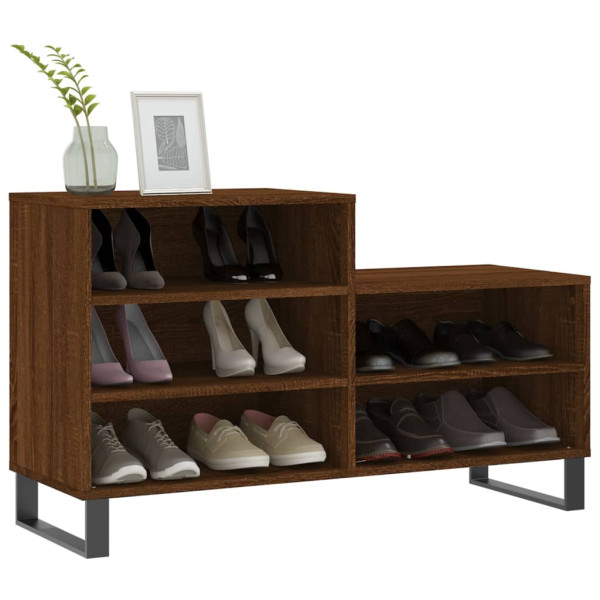 Mueble zapatero madera contrachapada roble marrón 102x36x60 cm M 3
