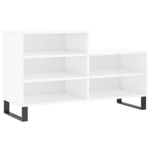 Mueble zapatero madera contrachapada blanco brillo 102x36x60 cm H