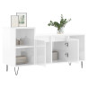 Mueble de TV madera contrachapada blanco brillo 100x35x55 cm 4