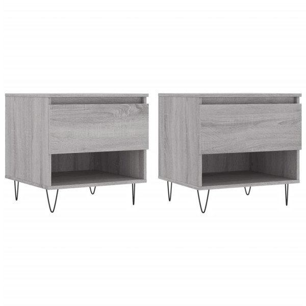 Mesas de centro 2 pcs 50x46x50cm deriv. madeira cinzento sonoma M 2