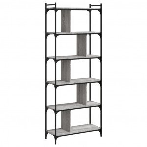 Librería 6 estantes madera ingeniería gris Sonoma 76x32x192 cm H