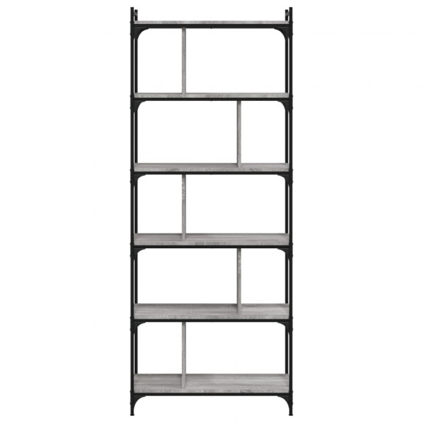 Librería 6 estantes madera ingeniería gris Sonoma 76x32x192 cm M 4