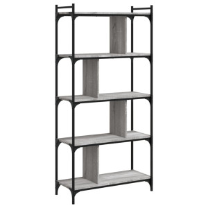 Librería 5 estantes madera ingeniería gris Sonoma 76x32x158 cm H