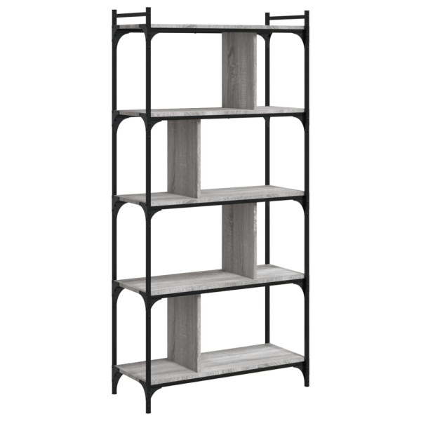 Librería 5 estantes madera ingeniería gris Sonoma 76x32x158 cm M 2