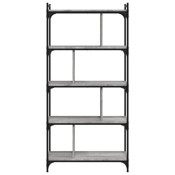Librería 5 estantes madera ingeniería gris Sonoma 76x32x158 cm M 4