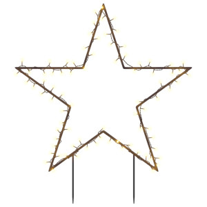 Decoração estrela de Natal c/ luz e estacas 80 luzes LED 60 cm H