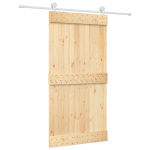 Puerta corredera con herrajes madera maciza de pino 100x210 cm H