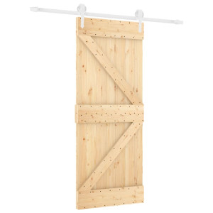 Puerta corredera con herrajes madera maciza de pino 85x210 cm H