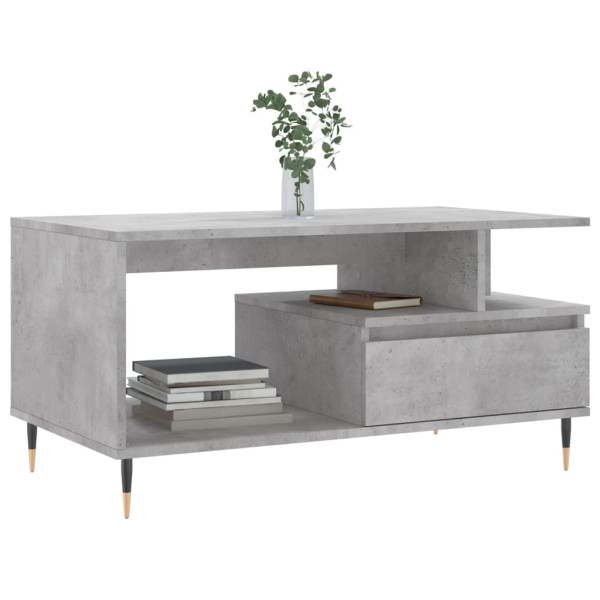 Mesa de centro madeira revestida de concreto cinza 90x49x45 cm M 3