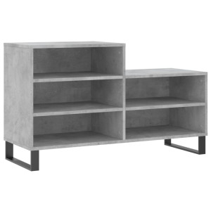 Mueble zapatero madera contrachapada gris hormigón 102x36x60 cm H