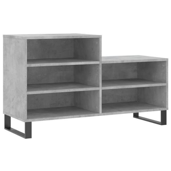 Mueble zapatero madera contrachapada gris hormigón 102x36x60 cm M 2