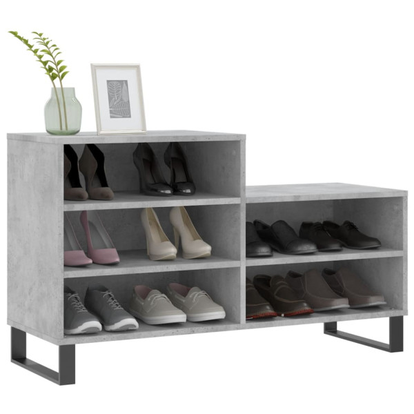 Mueble zapatero madera contrachapada gris hormigón 102x36x60 cm M 3