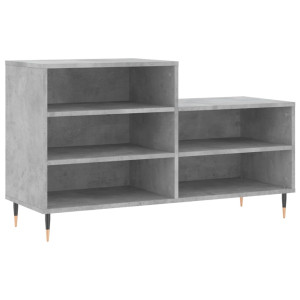 Mueble zapatero madera contrachapada gris hormigón 102x36x60 cm H