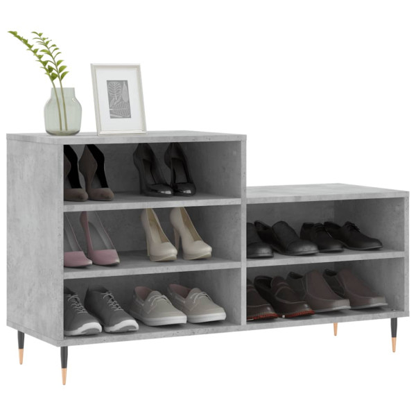 Mueble zapatero madera contrachapada gris hormigón 102x36x60 cm M 3