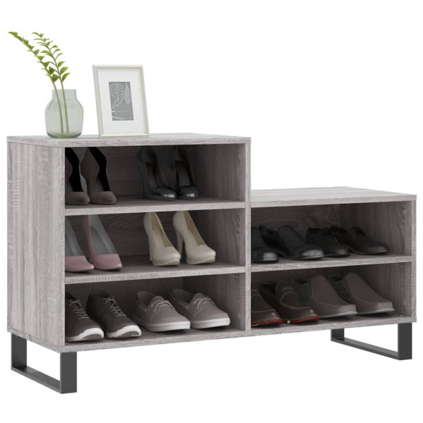 Mueble zapatero madera contrachapada gris Sonoma 102x36x60 cm M 3