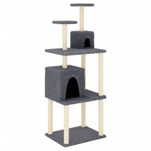 Rascador para gatos con postes de sisal gris oscuro 167 cm H