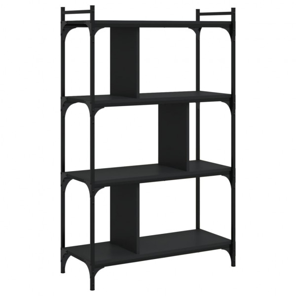 Librería de 4 estantes madera de ingeniería negra 76x32x123 cm M 2