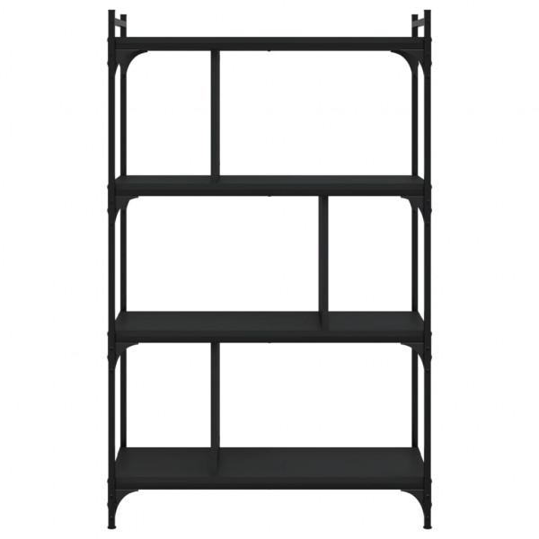 Librería de 4 estantes madera de ingeniería negra 76x32x123 cm M 4