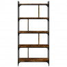 Librería 5 estantes madera ingeniería roble ahumado 76x32x158cm 4