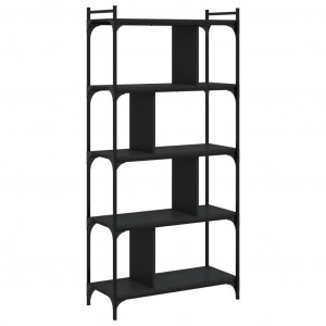 Librería de 5 estantes madera de ingeniería negro 76x32x158 cm H