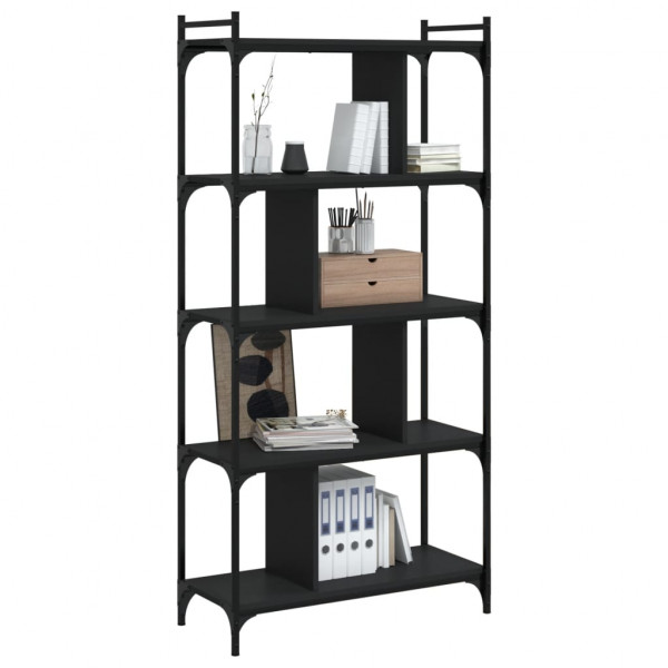 Librería de 5 estantes madera de ingeniería negro 76x32x158 cm M 3