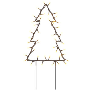 Decoração árvore de Natal c/ luz e estacas 3 pcs 50 LEDs 30 cm H