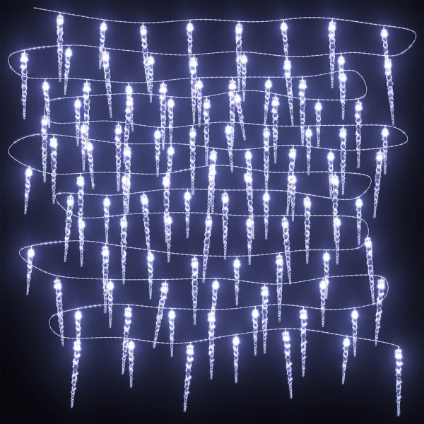 Luces carámbano Navidad 200 LED blanco frío acrílico PVC 20 m M 2