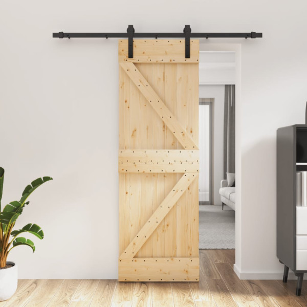 Puerta corredera con herrajes madera maciza de pino 70x210 cm D