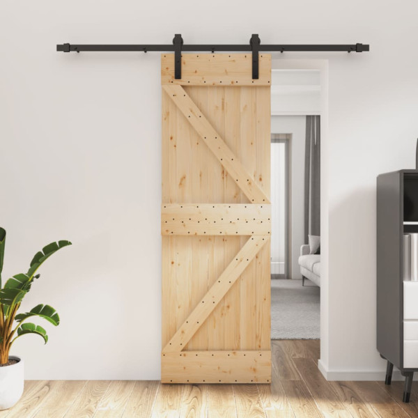 Puerta corredera con herrajes madera maciza de pino 70x210 cm D