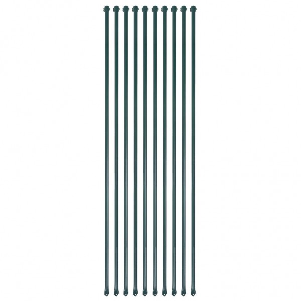 Postes de jardín 10 unidades 1.5 m metal verde D