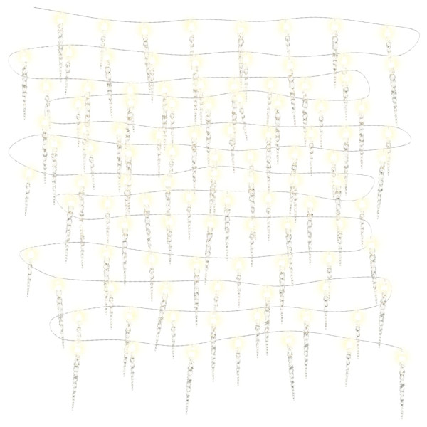 Luces carámbano Navidad 100 LED blanco cálido acrílico PVC 10 m M 2
