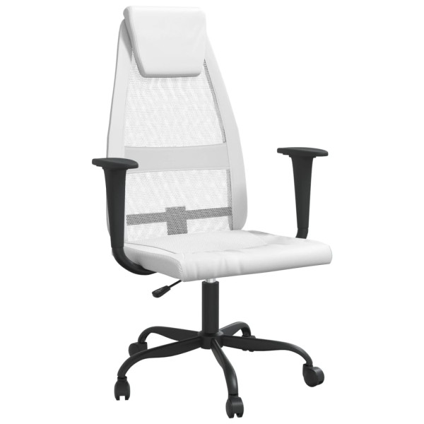 Silla de oficina tela de malla y cuero sintético blanca M 2