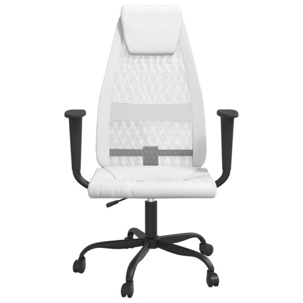 Silla de oficina tela de malla y cuero sintético blanca M 3
