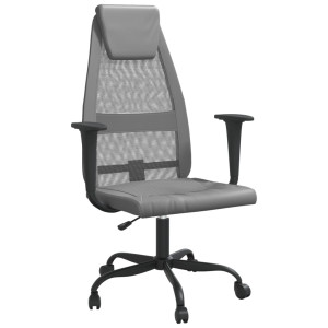 Silla de oficina tela de malla y cuero sintético gris H