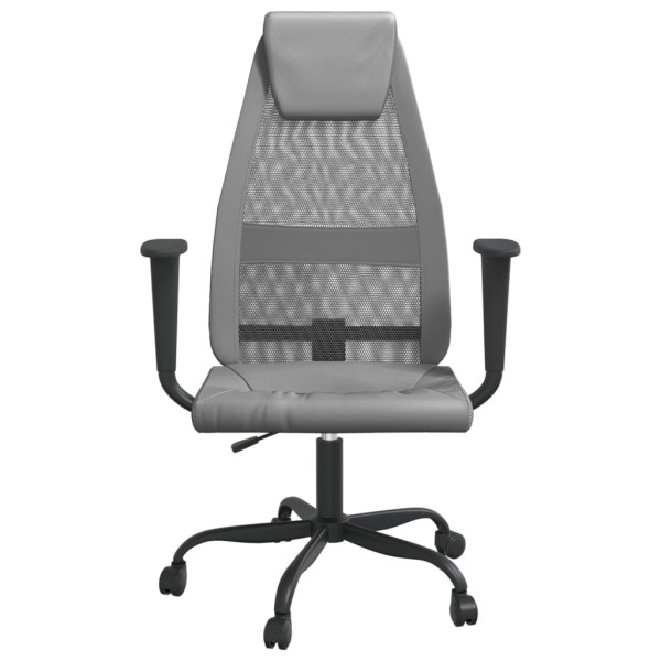 Silla de oficina tela de malla y cuero sintético gris M 3
