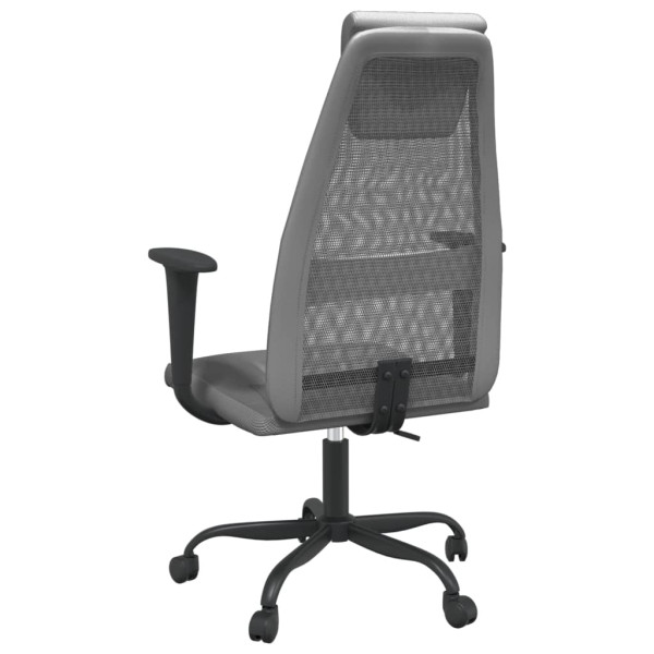 Silla de oficina tela de malla y cuero sintético gris M 5