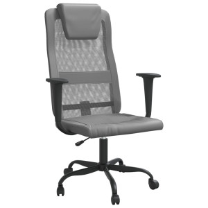Silla de oficina tela de malla y cuero sintético gris H