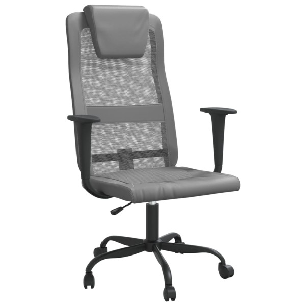 Silla de oficina tela de malla y cuero sintético gris M 2