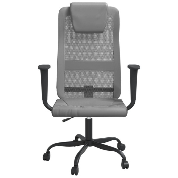 Silla de oficina tela de malla y cuero sintético gris M 3
