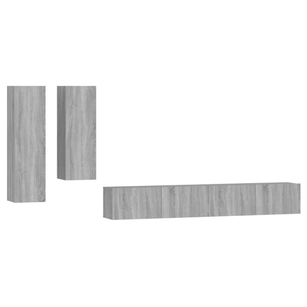 Set de muebles para TV 4 pzas madera contrachapada gris Sonoma M 2