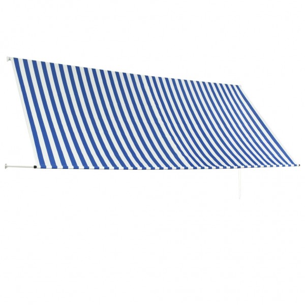 Toldo retráctil 350x150 cm azul y blanco M 4